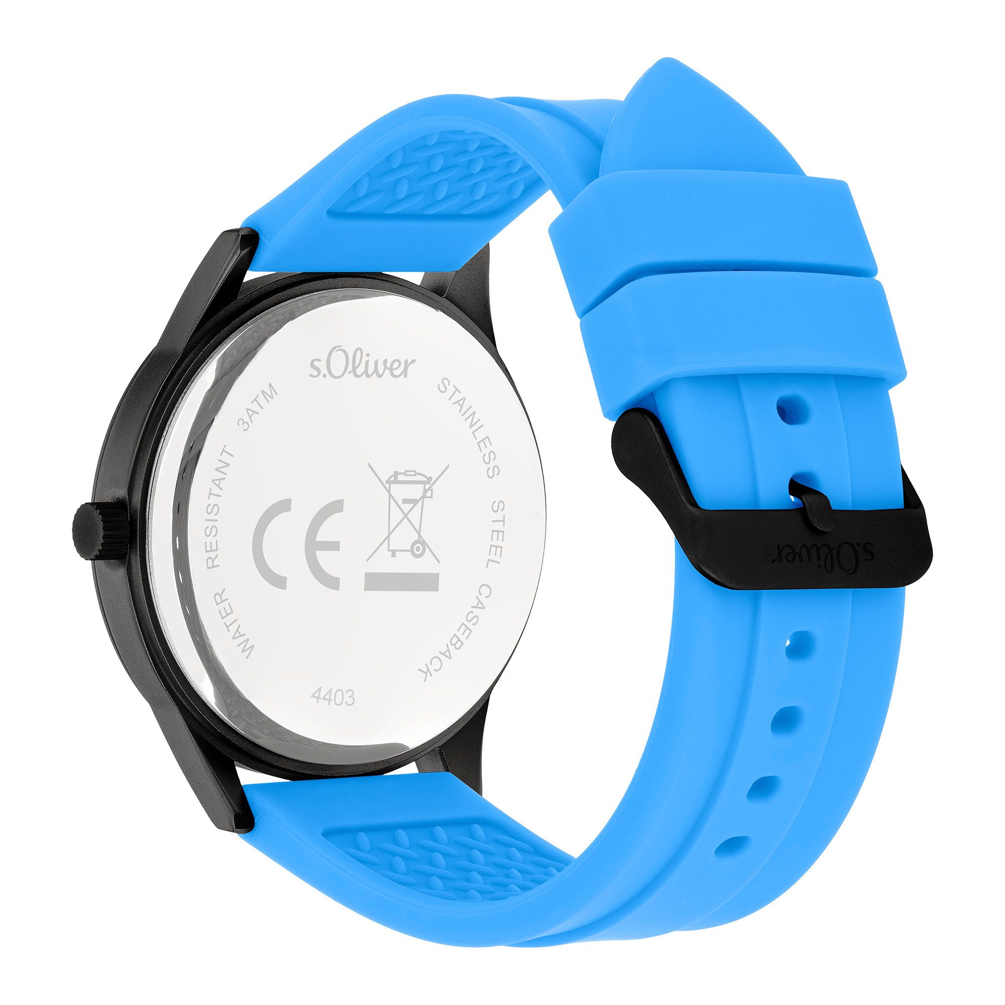 s.Oliver Quarzuhr Sport Silicone SO-4403-PQ, Armbanduhr, Herrenuhr, Silikonarmband, analog