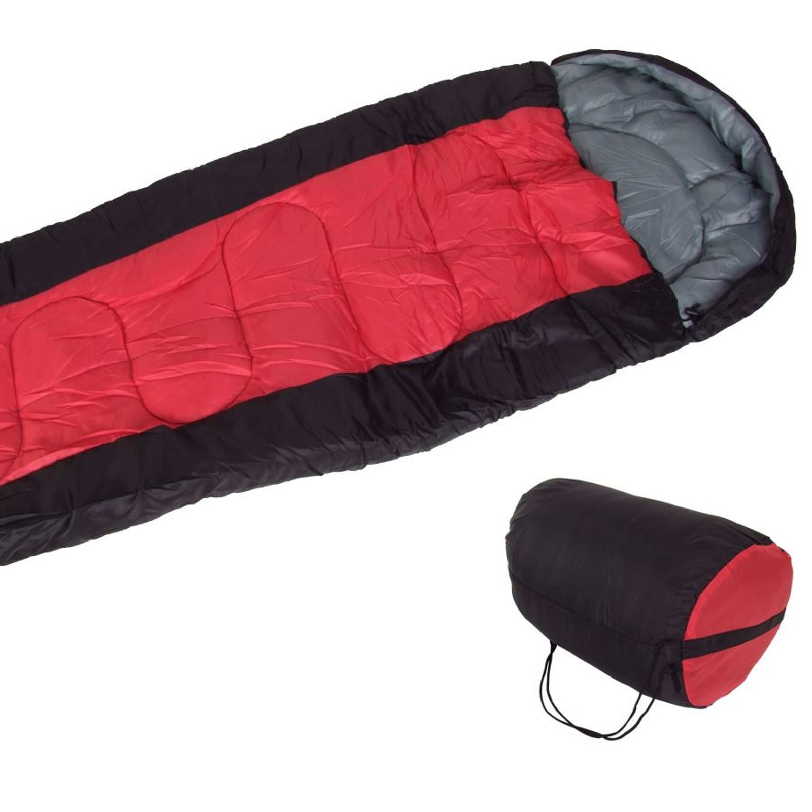BURI Mumienschlafsack Schlafsack rot Mumienschlafsack + Tasche Deckenschlafsack Camping Zelt