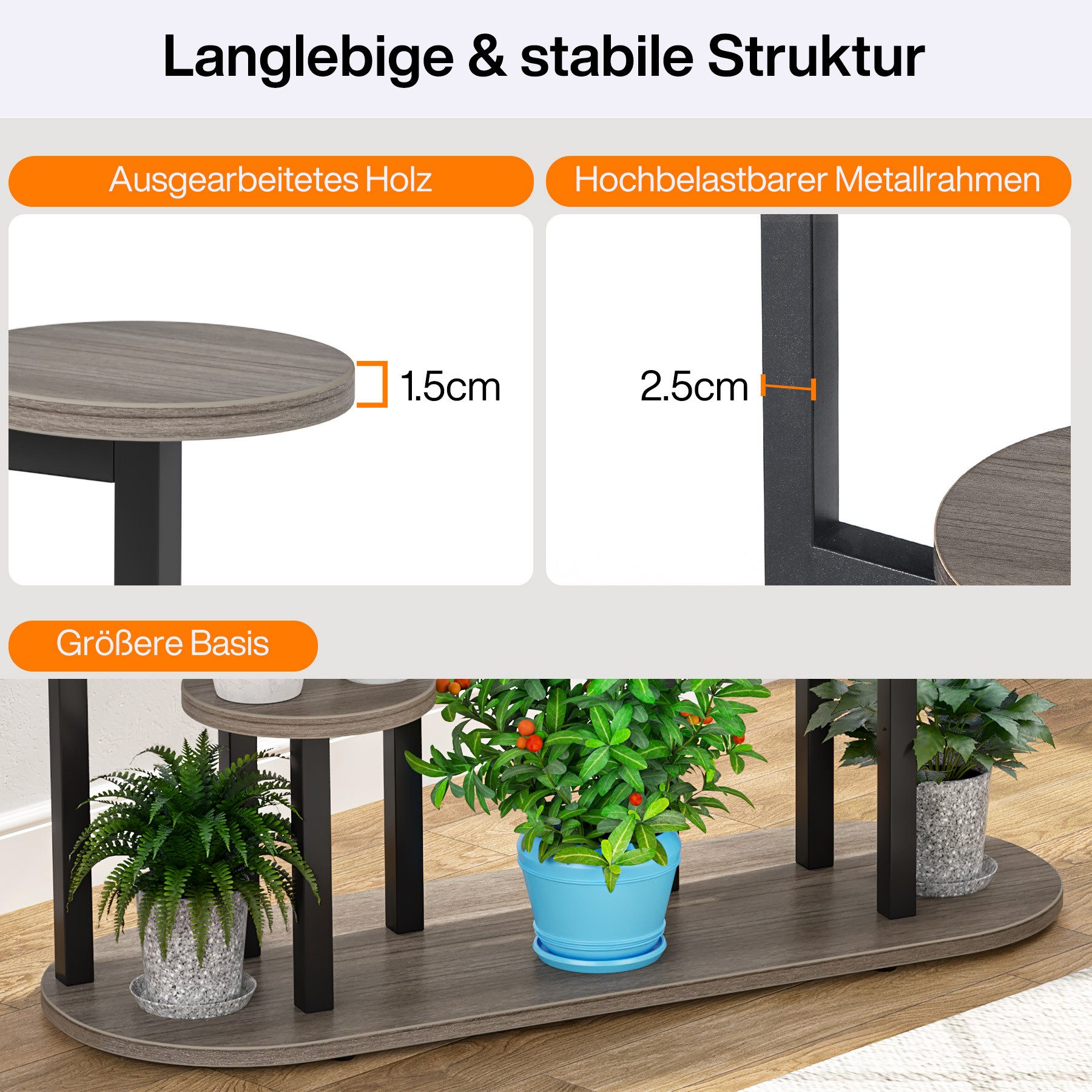 Tribesigns Blumenständer 5-stufiger Metall-Pflanzenständer, mit 8 Ablagen, 105 x 40 x 100cm – Bild 5 von 5