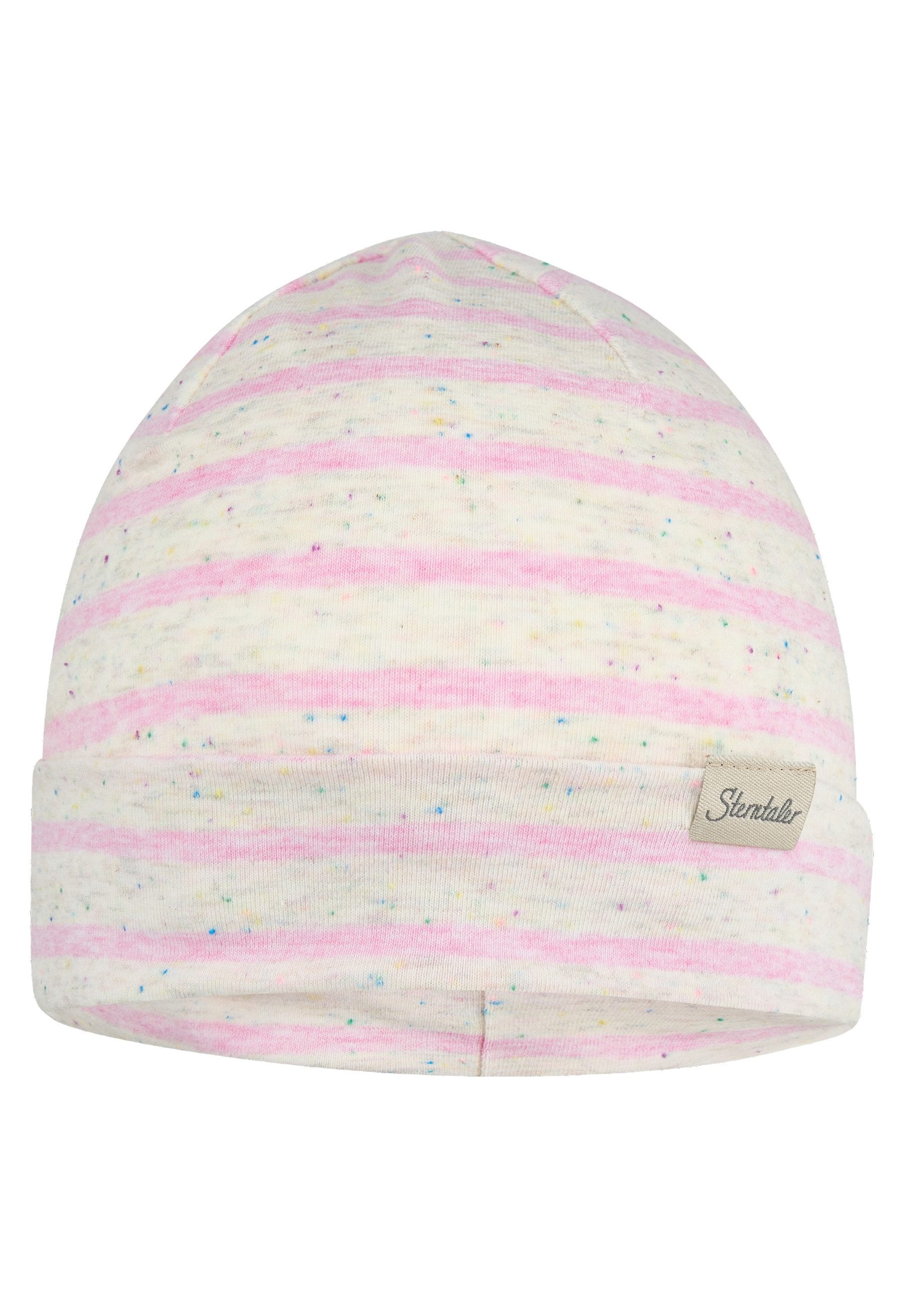 Sterntaler® Beanie UV-Schutz 50+ Beanie Streifen (1-St) Beanie aus Ringel-Melange-Jersey mit Pünktchen, 2 Tragevarianten