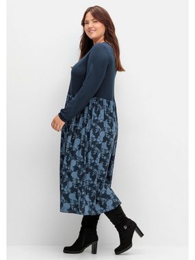 Sheego Jerseykleid Große Größen in Midilänge, im Muster- und Materialmix