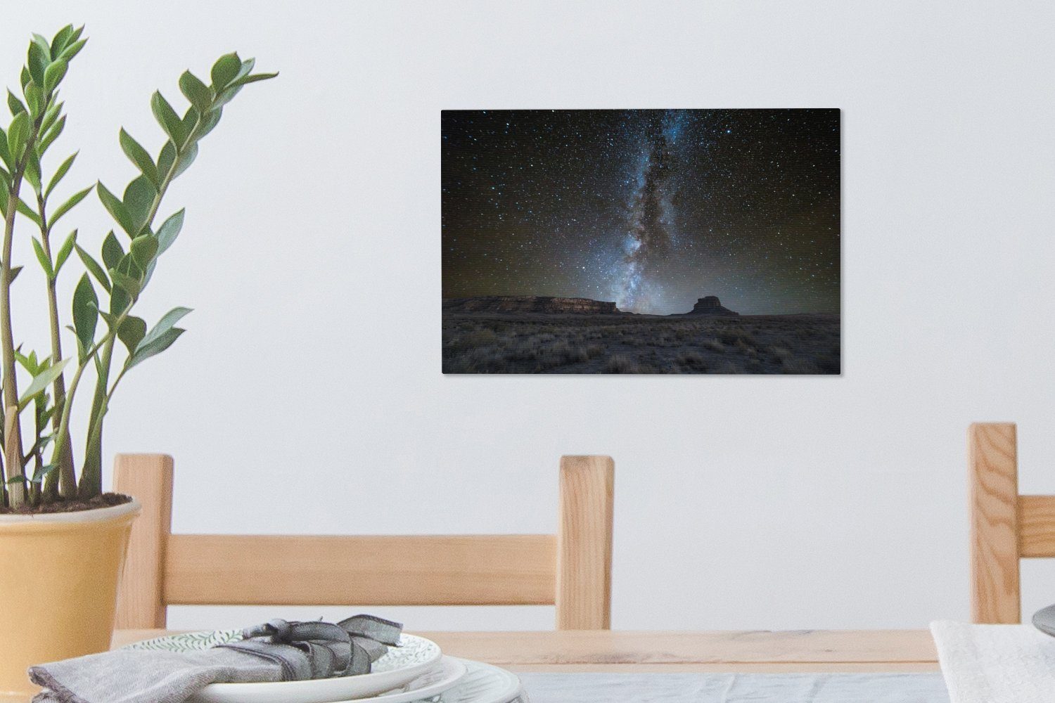OneMillionCanvasses® Leinwandbild Die Milchstraßengalaxie über cm Mexico, 30x20 St), (1 Wanddeko, dem Leinwandbilder, National Chaco Park in New Wandbild Aufhängefertig