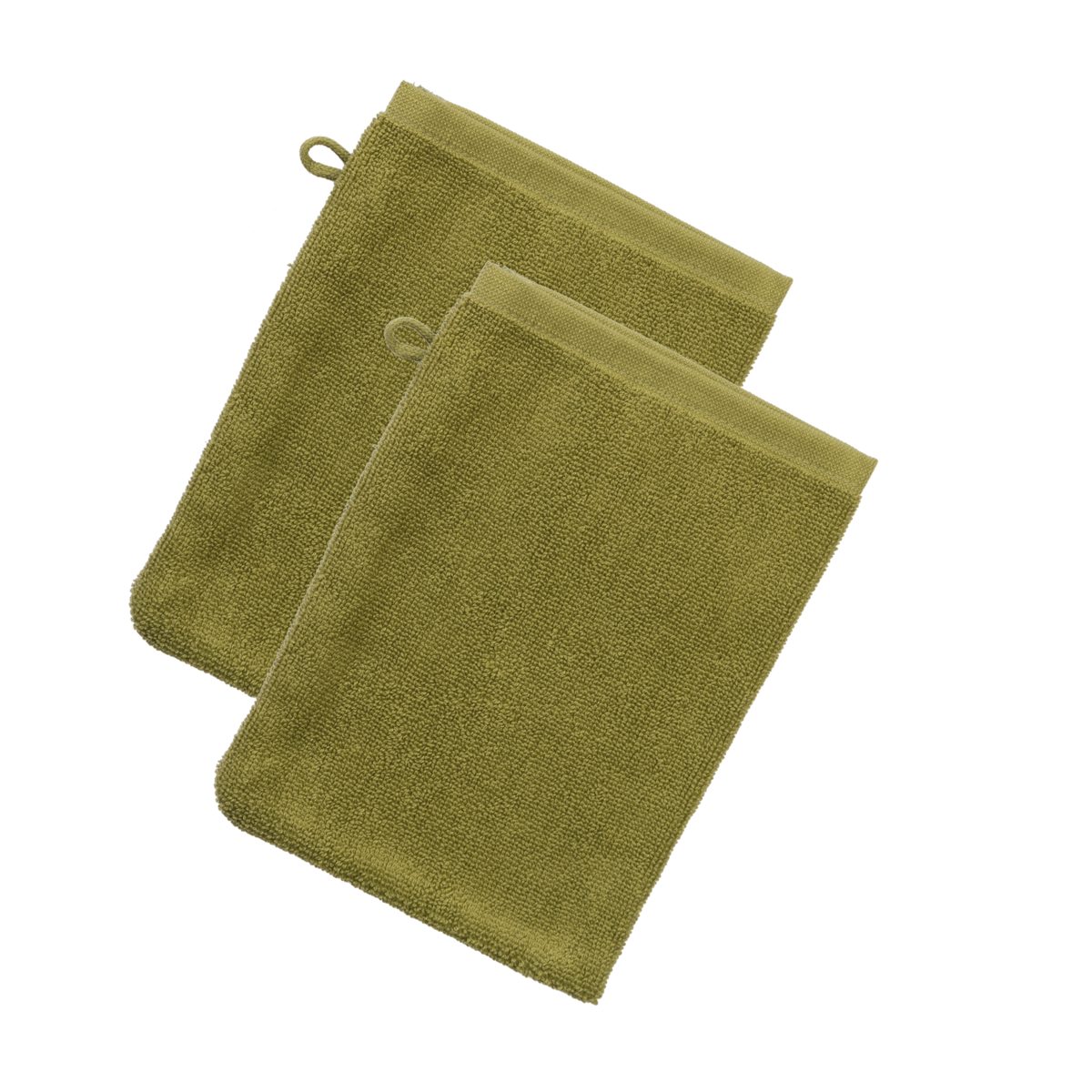 LIVING CRAFTS Waschhandschuh ORLANDO, Hochwertiges mit Maschendichte Khaki hoher Frottee