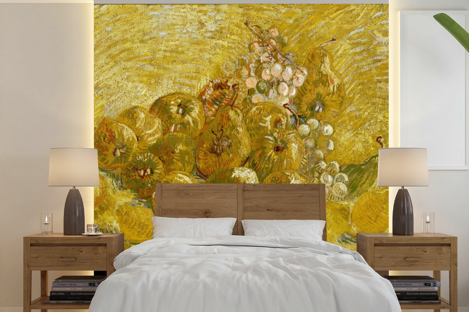 MuchoWow Fototapete Quitten, Zitronen, Birnen und Trauben - Vincent van Gogh, Matt, bedruckt, (4 St), Vliestapete für Wohnzimmer Schlafzimmer Küche, Fototapete