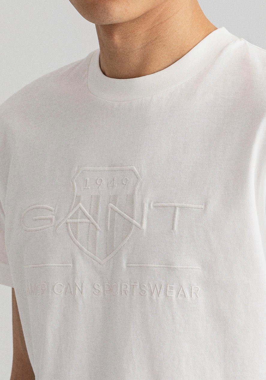 der Gant auf Logostickerei D.1 T-Shirt GANT PIQUE eggshell PRIDE mit Brust