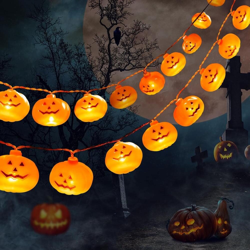 FELIXLEO LED Dekolicht Halloween Lichterkette Kürbis LED 27m Innen Außen Deko