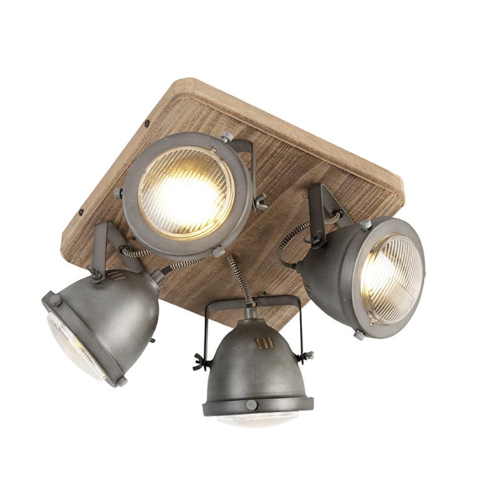 Qazqa LED Aufbaustrahler Emado, ohne Leuchtmittel, GU10, Grau, Industrie, Stahl, 4-flammig