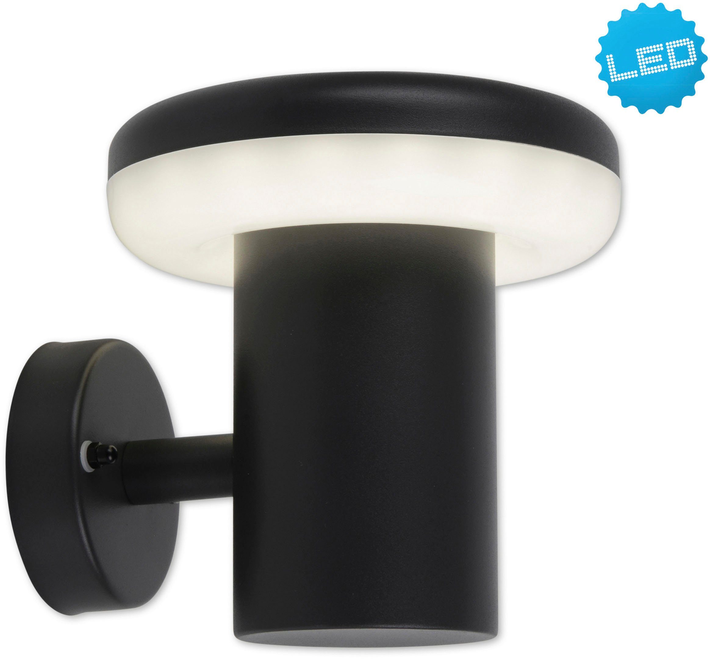 näve LED Außen-Wandleuchte Pilz, LED fest integriert, Warmweiß, Wandleuchte, Terrasse, anthrazit, Höhe: 15cm, LED warmweiß