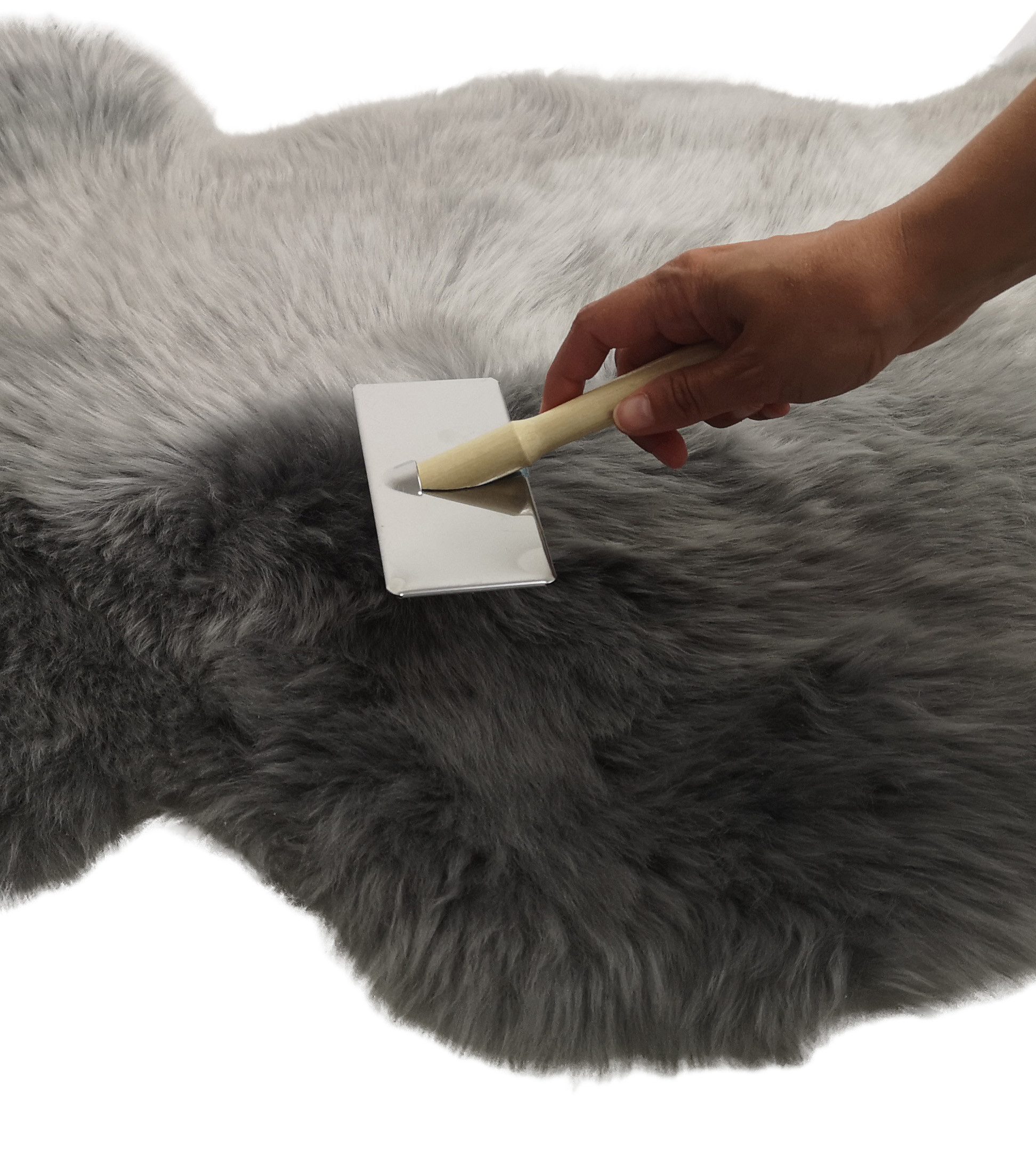 Reissner Lammfelle Fellbürste Pflegebürste für Haustiere, Lamm- und Schaffelle, robust mit Holzgriff