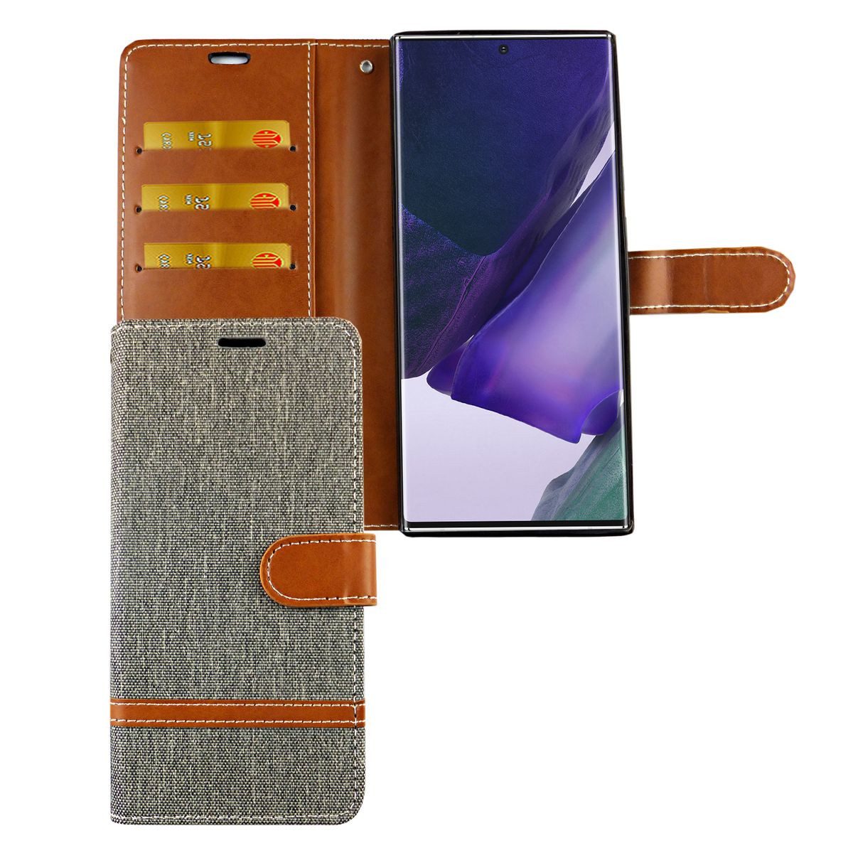 König Design Handyhülle Samsung Galaxy Note 20 Ultra, Samsung Galaxy Note 20 Ultra Handyhülle Bookcover Grau