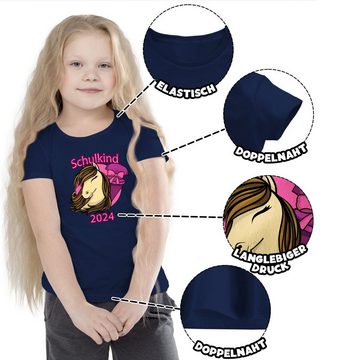 Shirtracer T-Shirt Schulkind 2024 Pferd mit Schultüte Einschulung Mädchen