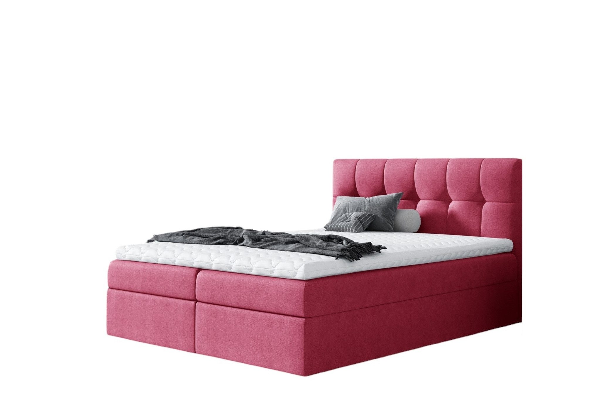 Fun Möbel Boxbett Schlafzimmerbett CARMEN Überlänge Stoff SORO (inkl. Bettkasten, inkl. Kaltschaumtopper)