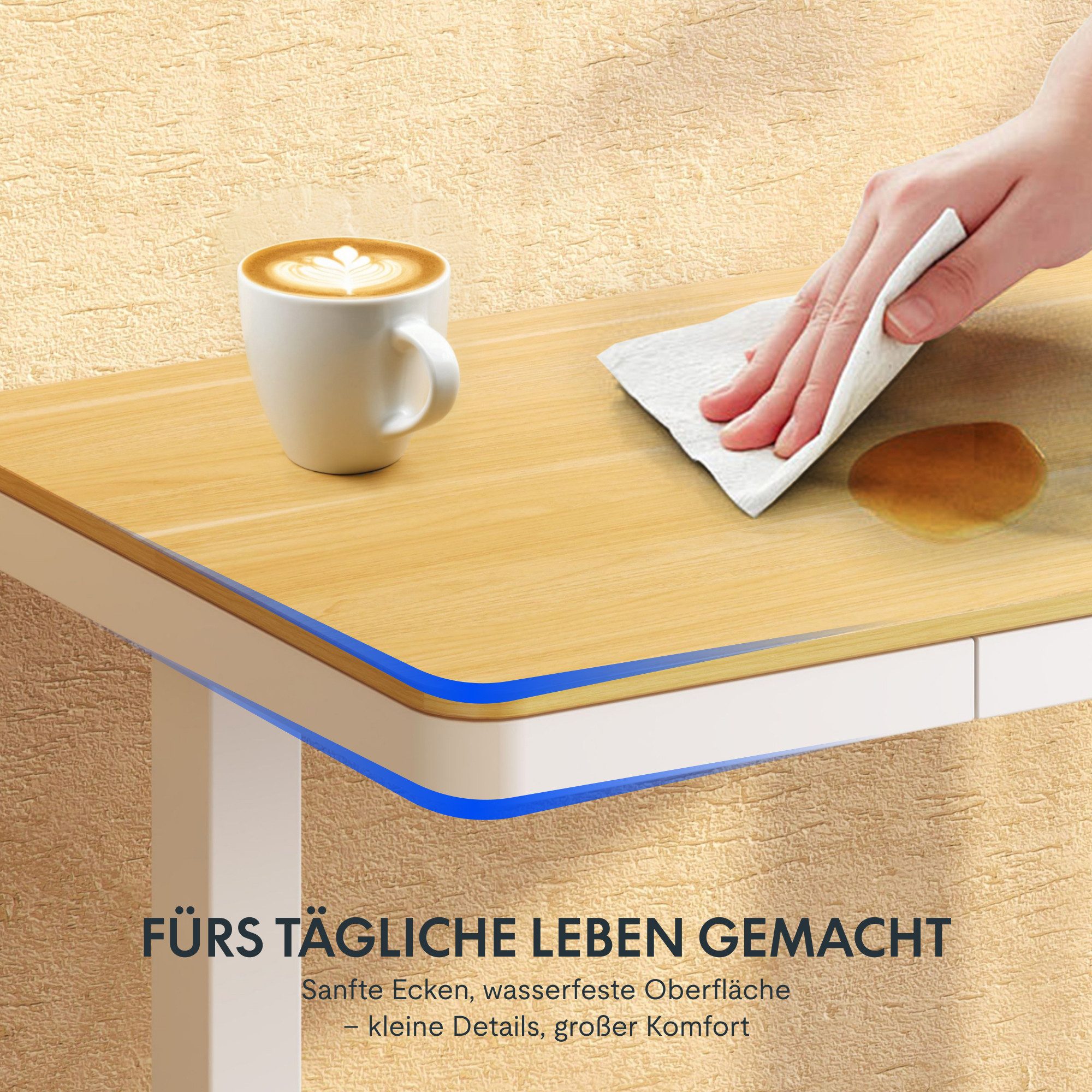 FLEXISPOT Schreibtisch Höhenverstellbarer Schreibtisch MIT Schubladen (mit LED-Höhenanzeige, 4 Speicherhöhen, Anti-Kollisionssystem, USB-C Anschluss), EINFACHE  – Bild 5 von 5