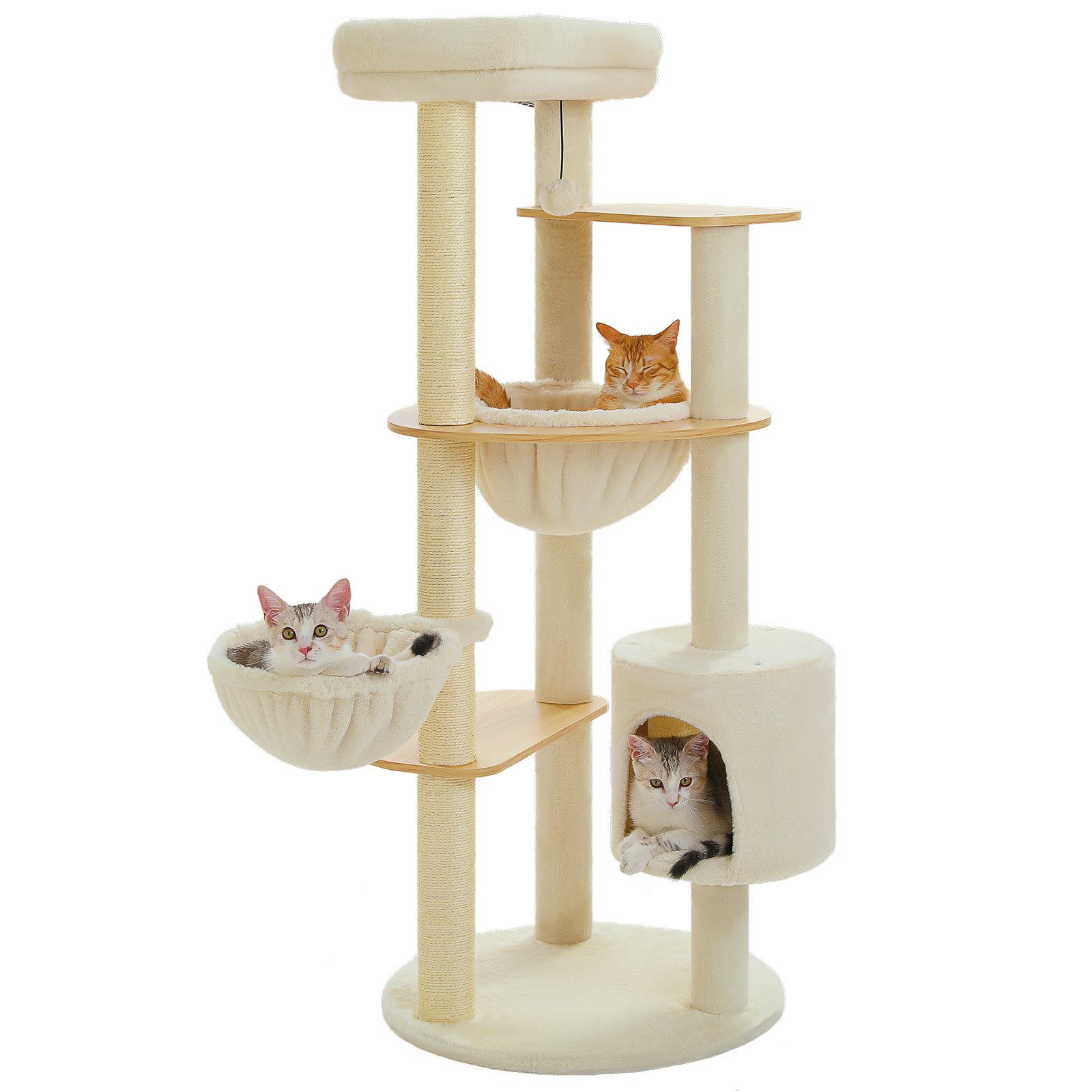 PAWZ Road Kratzbaum Kratzbaum mit Echtholz-Platten, 2 Hängematte und Höhle, 136 cm von PAWZ Road