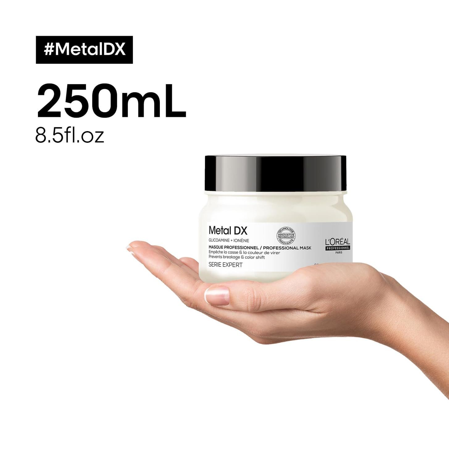 L'ORÉAL PROFESSIONNEL PARIS Haarmaske für langanhaltende Farben, weniger Haarbruch und mehr Glanz, für alle Haartypen, Serie Expert, Metal DX Maske