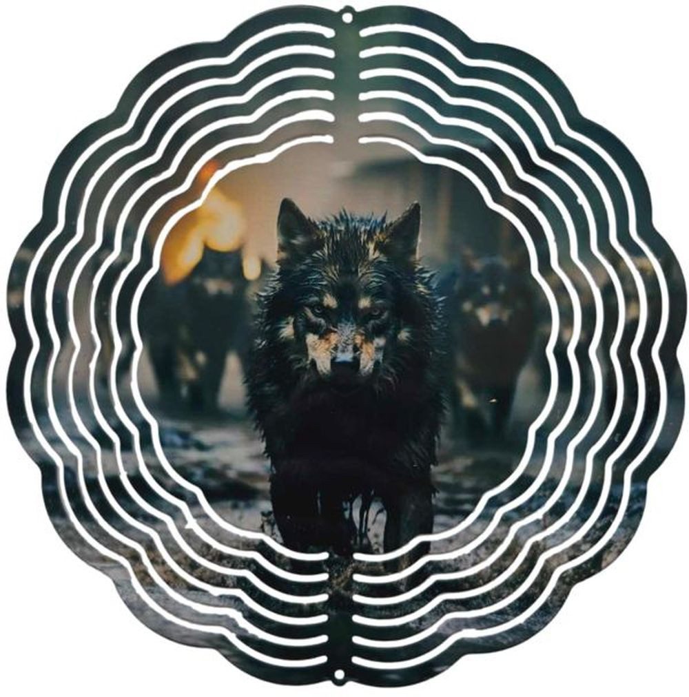 Ladreas Windspiel Edelstahl 3D Windspiel Windspinner 20cm Wolf 4 WI230