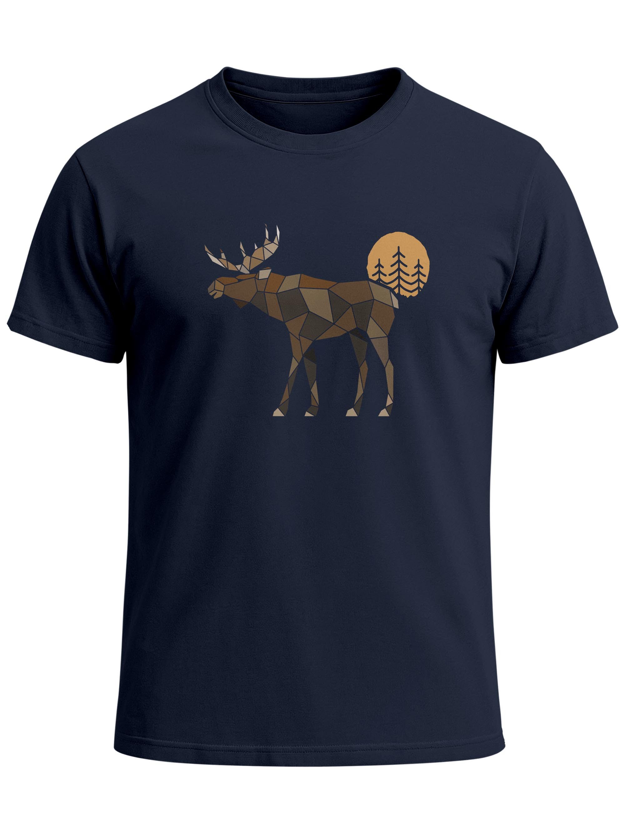 Print-Shirt Herren T-Shirt Shirt Printshirt mit Aufdruck Polygon Elch Outdoor