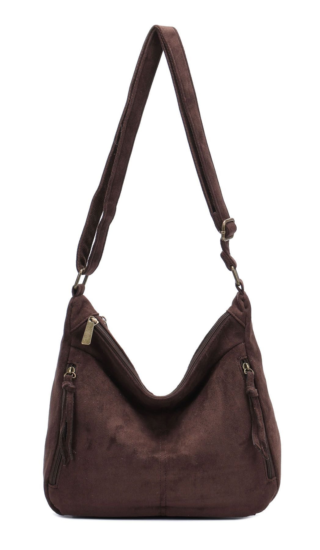 ITALYSHOP24 Schultertasche Damen Tasche Shopper Crossbody Handtasche Umhängetasche Beuteltasche, CrossOver Damentasche Hobo Bag Henkeltasche Reisetasche Leder Optik