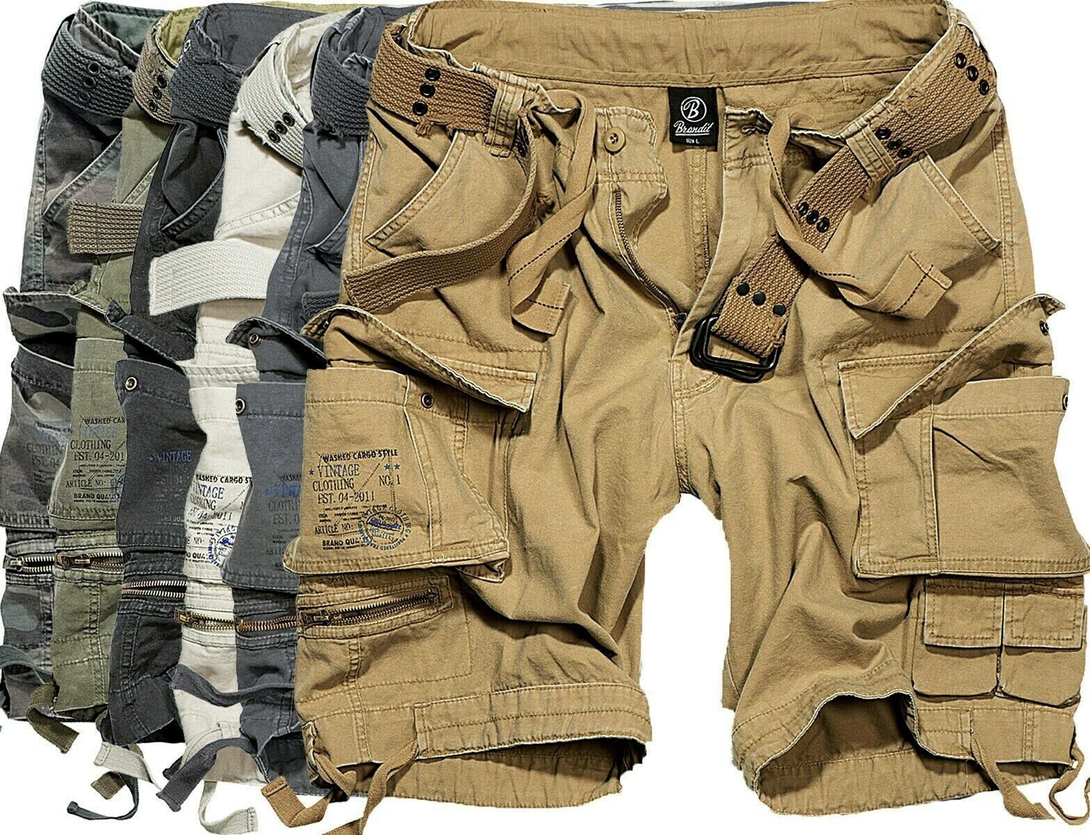 Brandit Cargohose Herren Bermuda Cargo Shorts knielang Kurze Hose Short Gürtel Knielang – Bild 5 von 5