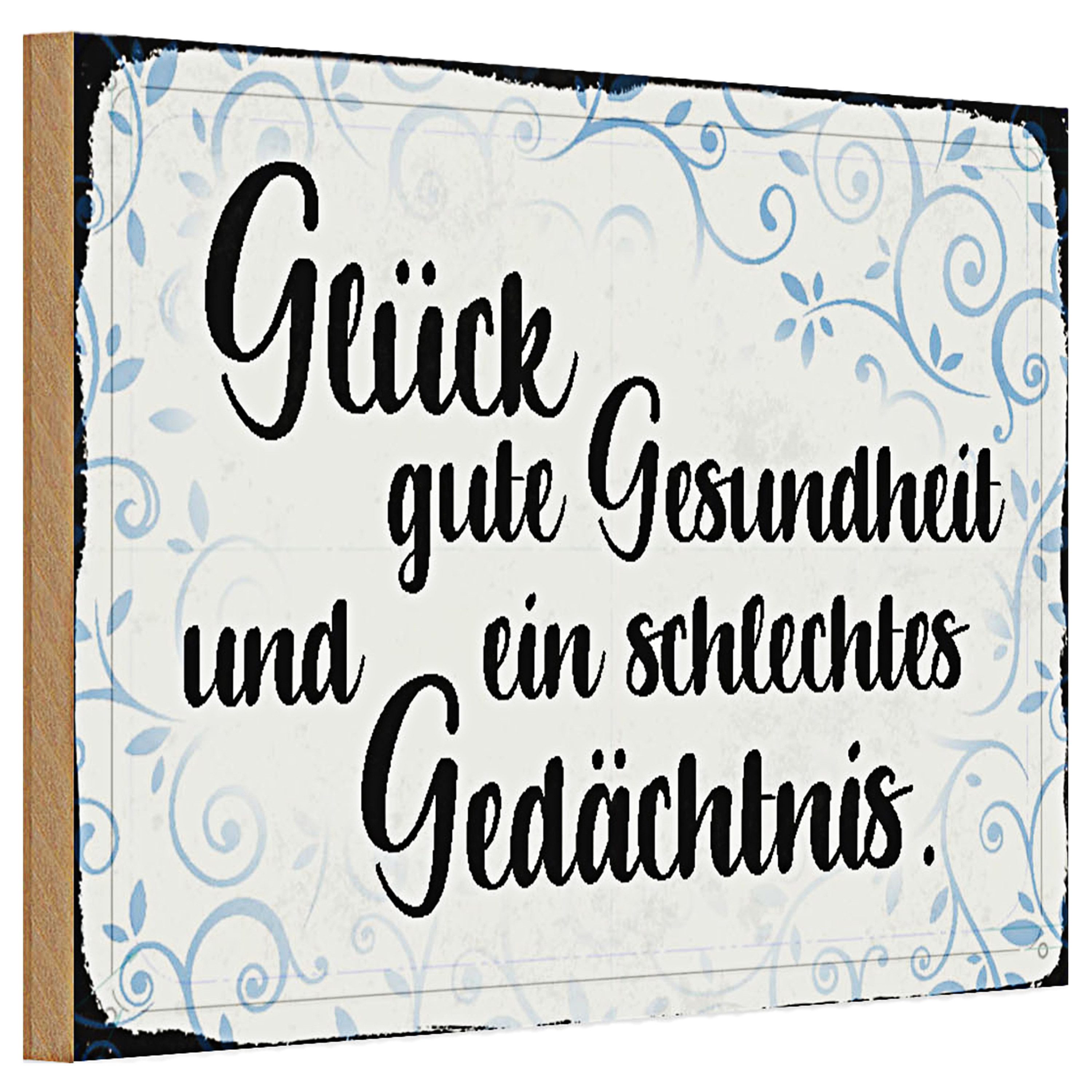 Roomando Holzbild Holzschild Spruch 30x20cm Glück gute Gesundheit