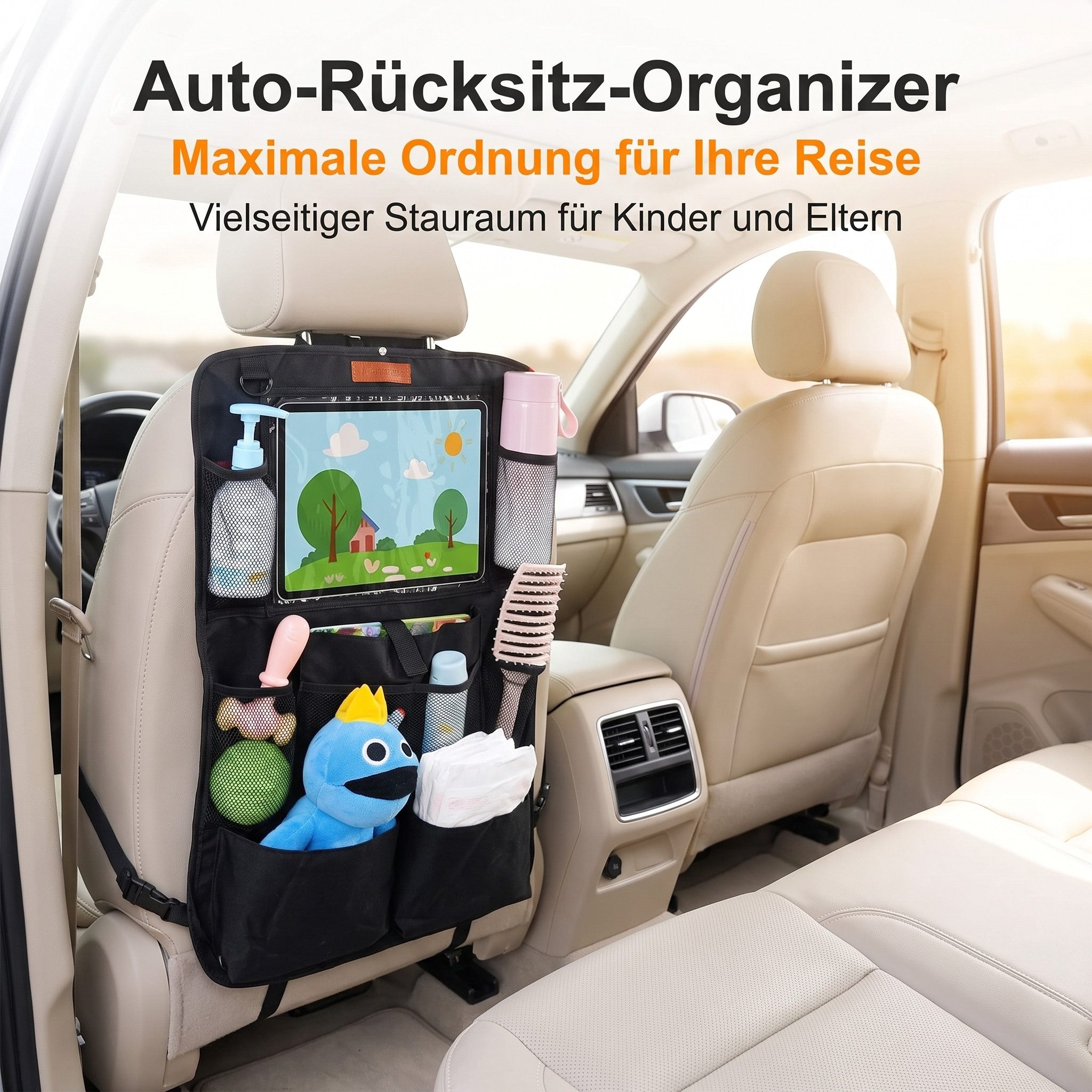 SURFOU Auto-Rückenlehnentasche Auto Aufbewahrungskorb – Für Kofferraum, Rutschfest, mit Trennfächern
