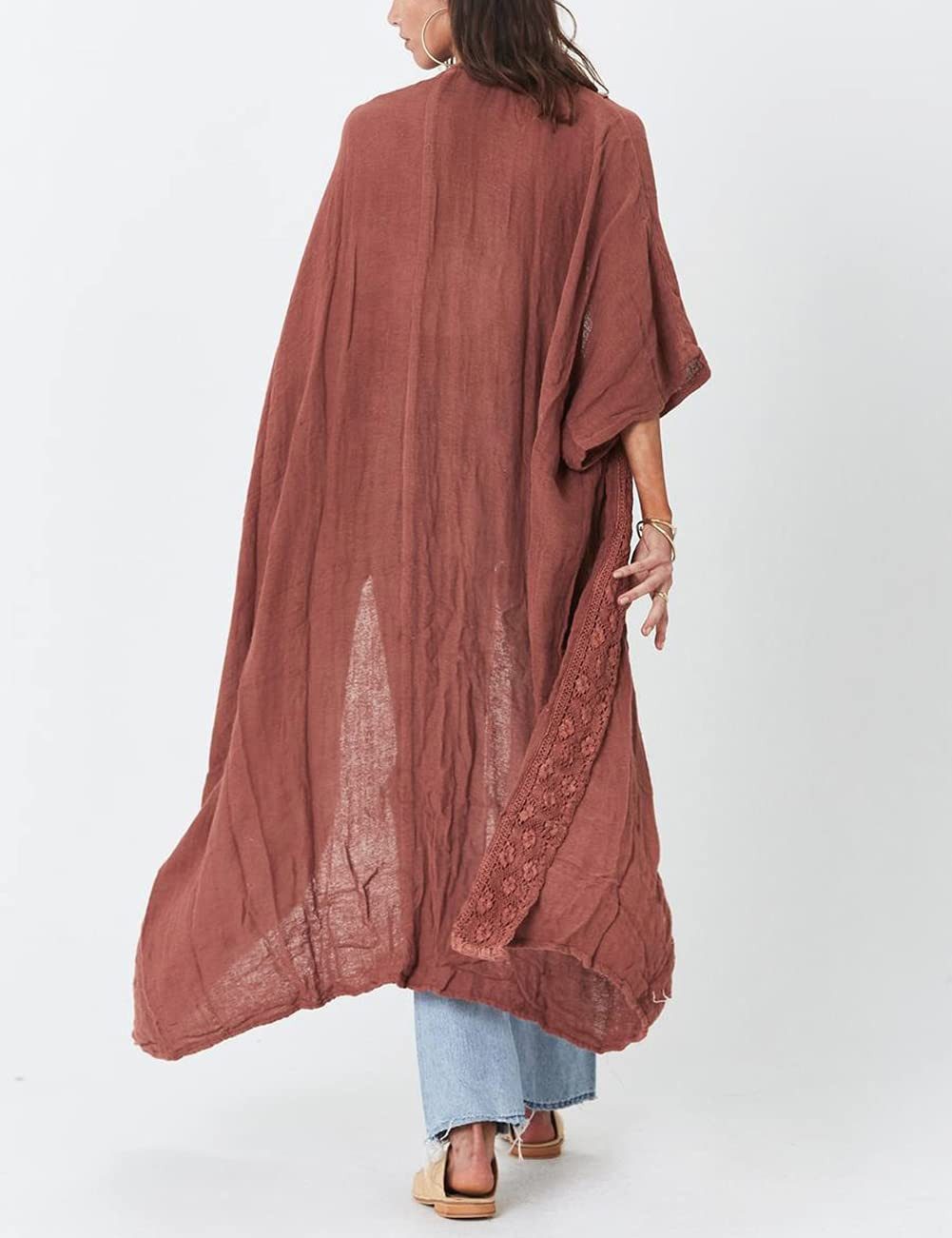 RWEUOQ Strandkleid Damen Kimono Kaftan Strandkleid günstig online kaufen