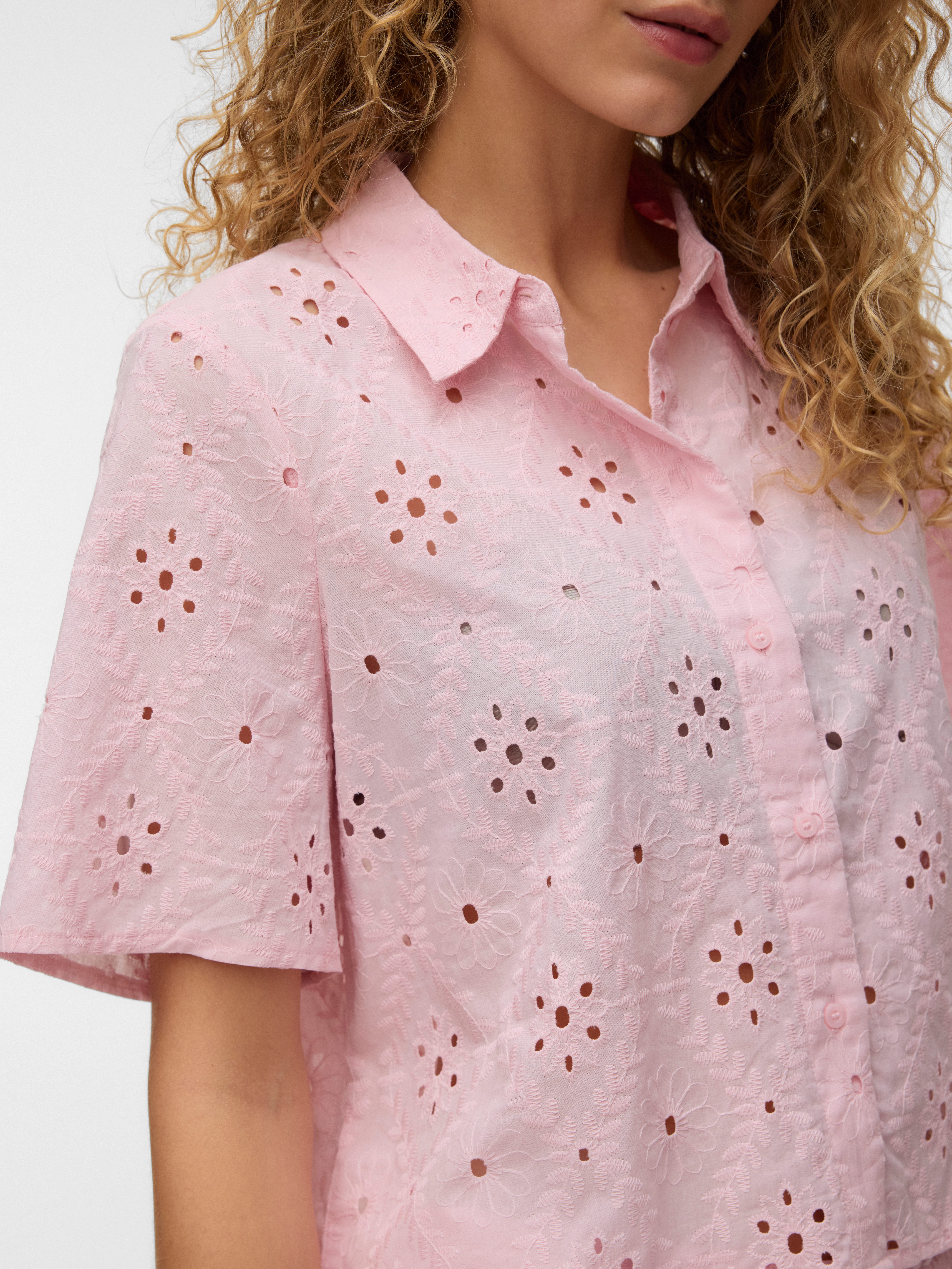 Vero Moda Kurzarmbluse VMELIZA SHORT 2/4 SLEEVE SHIRT WVN NOOS Baumwolle