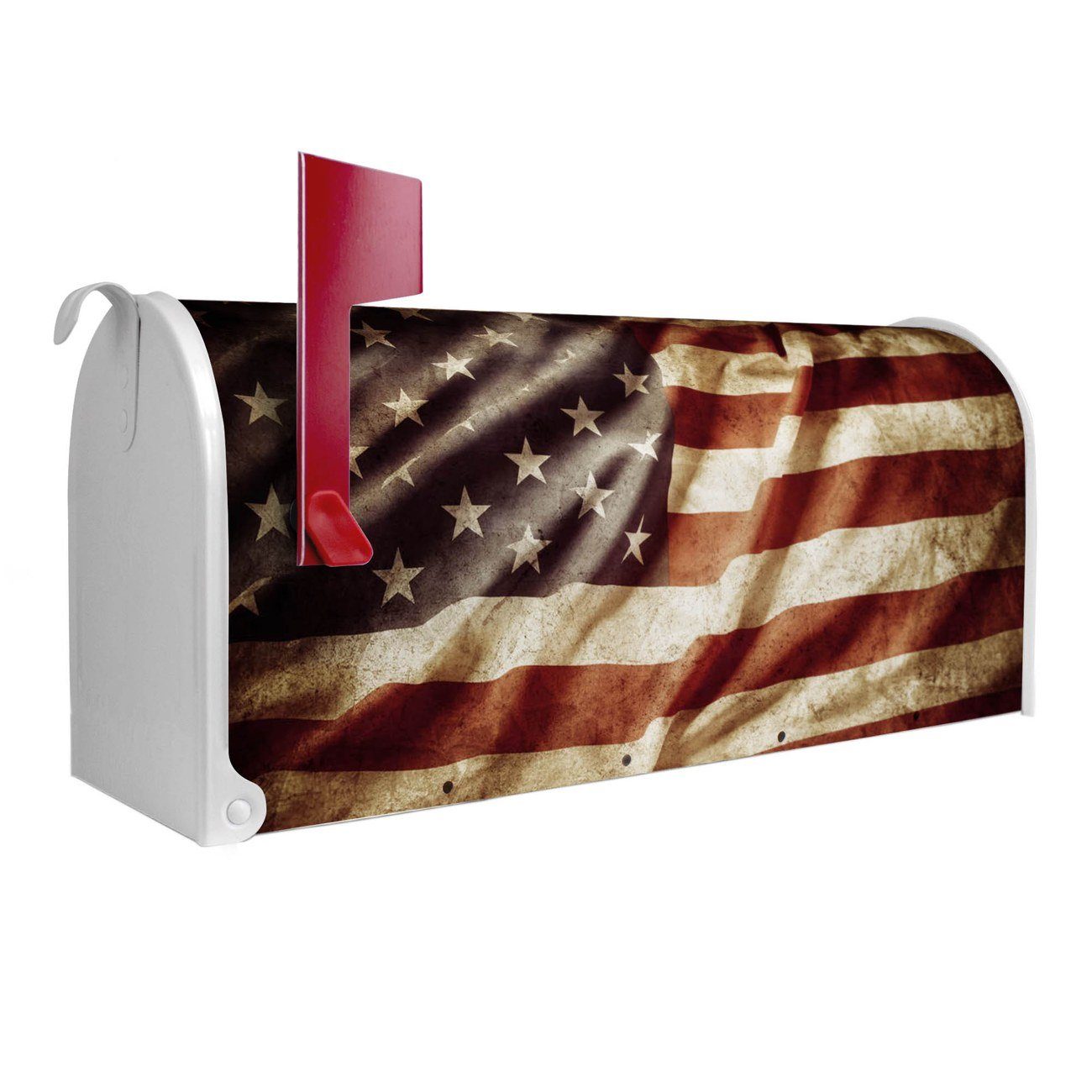 banjado Amerikanischer Briefkasten Mailbox United States (Amerikanischer Briefkasten, original aus Mississippi USA), 22 x 17 x 51 cm weiß