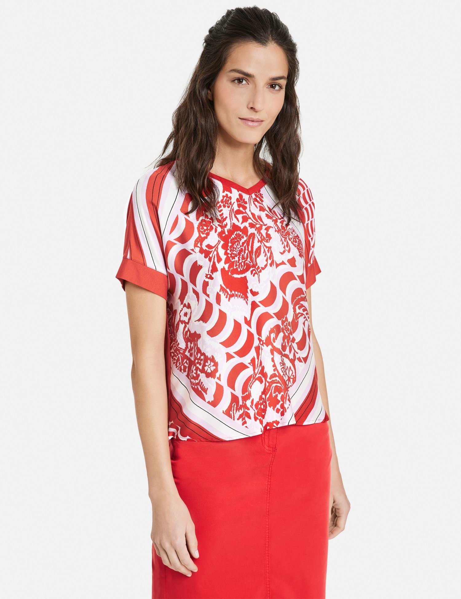 GERRY WEBER Halstuch Halbarmshirt Mit Tuchdruck