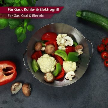 natumo Grillschale rund für Gemüse ø 20cm - Grillwok & Grillkorb - rostfrei, Edelstahl
