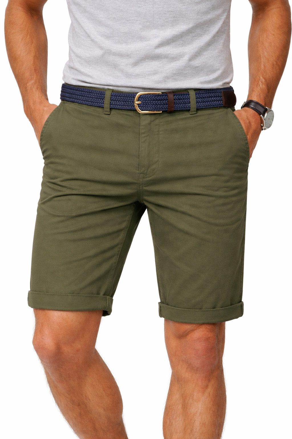 geographical norway Bermudas Chino Shorts kurze Hose Bermuda Knielang Stoff bequem mit Gürtel short