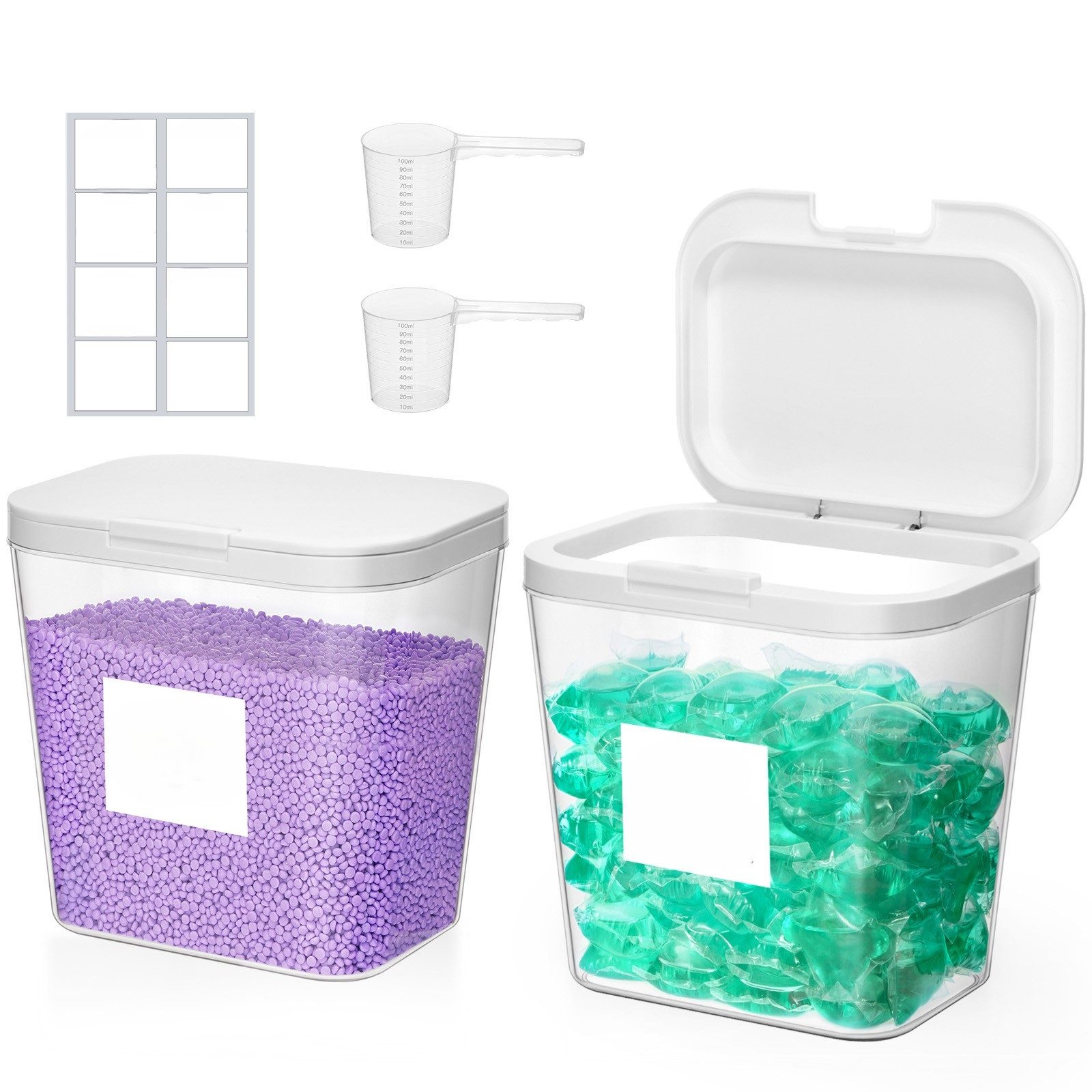 Lifewit Aufbewahrungsdose Wäsche Pods Behälter mit Etiketten und Löffeln (2 günstig online kaufen