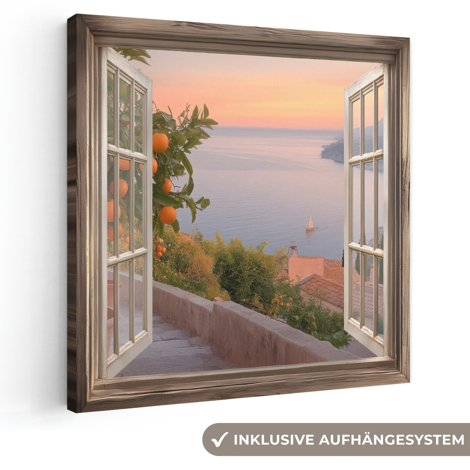 OneMillionCanvasses® Leinwandbild Durchblick - Ausblicke - See - Landschaft, Fotodruck (1 St), Wandbild, Deko Schlafzimmer Wohnzimmer Flur 20x20 cm