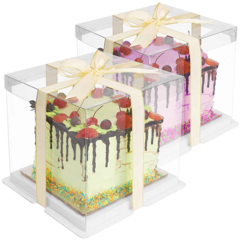 Belle Vous Dekoobjekt BELLE VOUS 2x transparente Kuchen Geschenke Transportbox 6 inch -