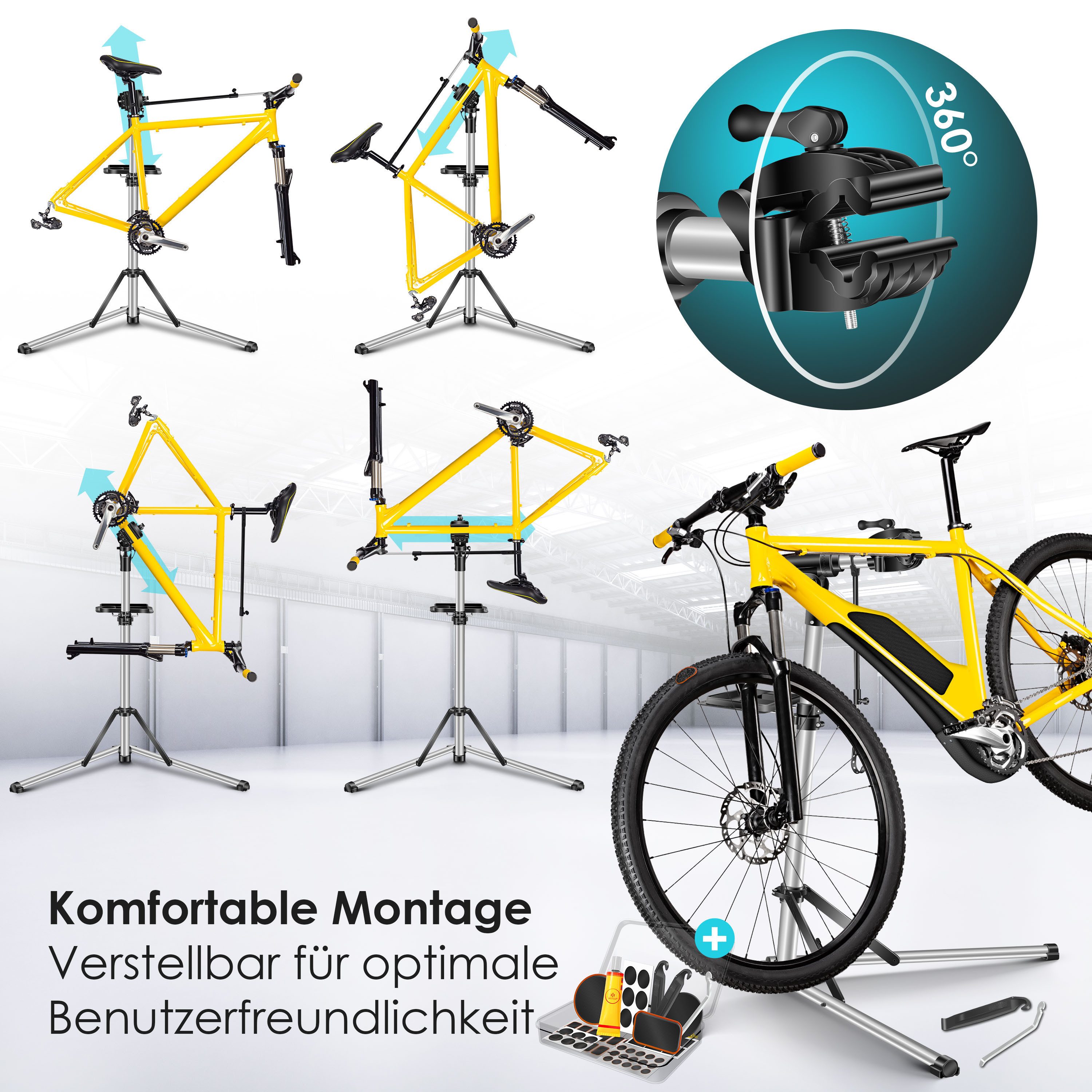 KESSER Fahrrad-Montageständer, Fahrradmontageständer Profi Reparaturständer Aluminium – Bild 5 von 5