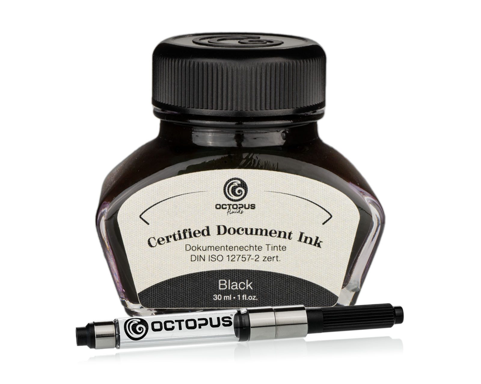 OCTOPUS Fluids DOC Tinte mit Konverter Black, mit Konverter, DIN ISO 12757-2, 30ml Tintenglas (Set, 0-tlg)