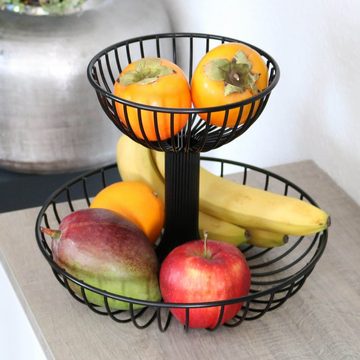 bremermann Obstschale Obst Etagere, Obstschale, Drahtkorb rund, Ø ca. 18 und 30 cm, schwarz