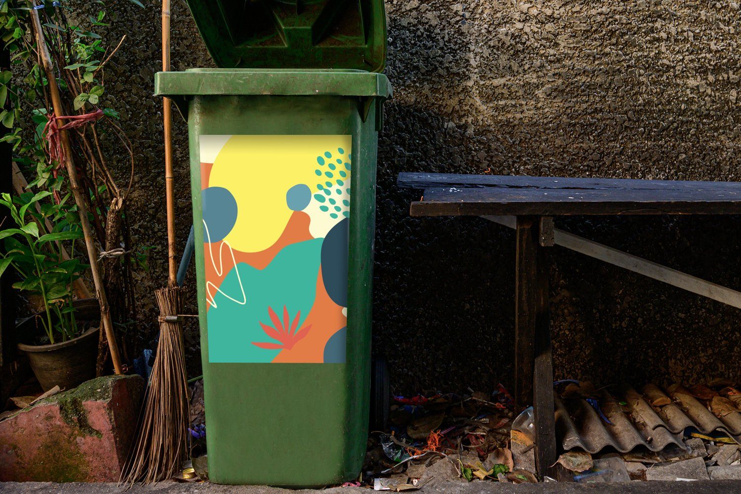 Formulare - Wandsticker Container, (1 Abfalbehälter Zusammenfassung - Mülltonne, MuchoWow Mülleimer-aufkleber, Sticker, St), Sommer