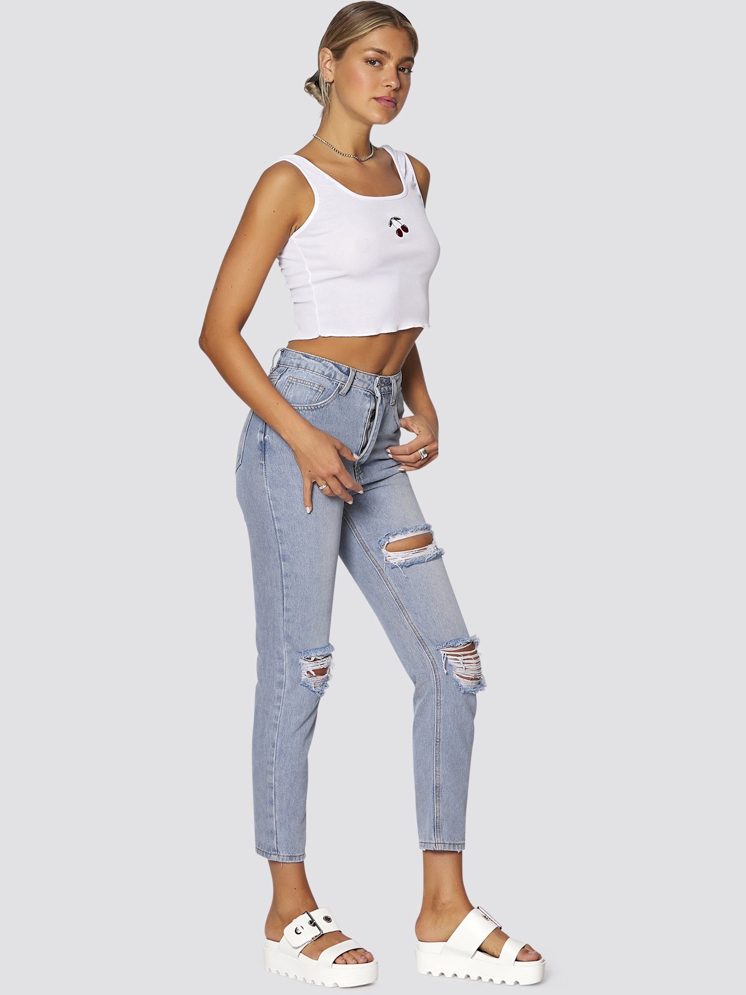 Zerrissene Freshlions Freshlions 'Anka' Mom Mom-Jeans Jeans