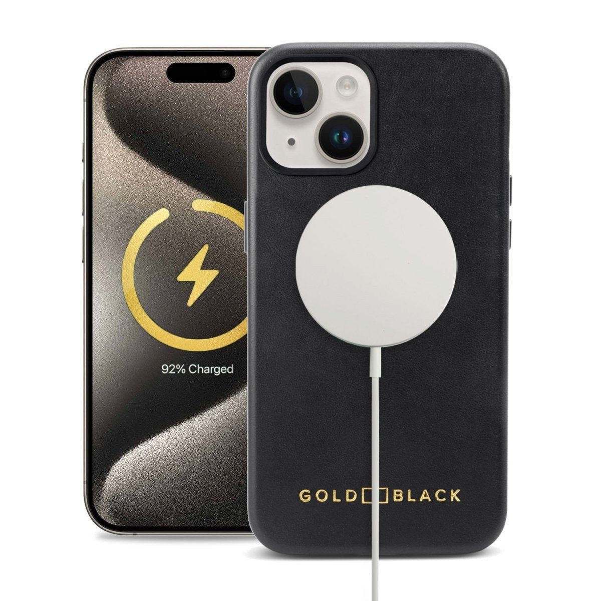 GOLDBLACK Handyhülle GOLDBLACK iPhone 15 Lederhülle Luxe schwarz mit MagSafe