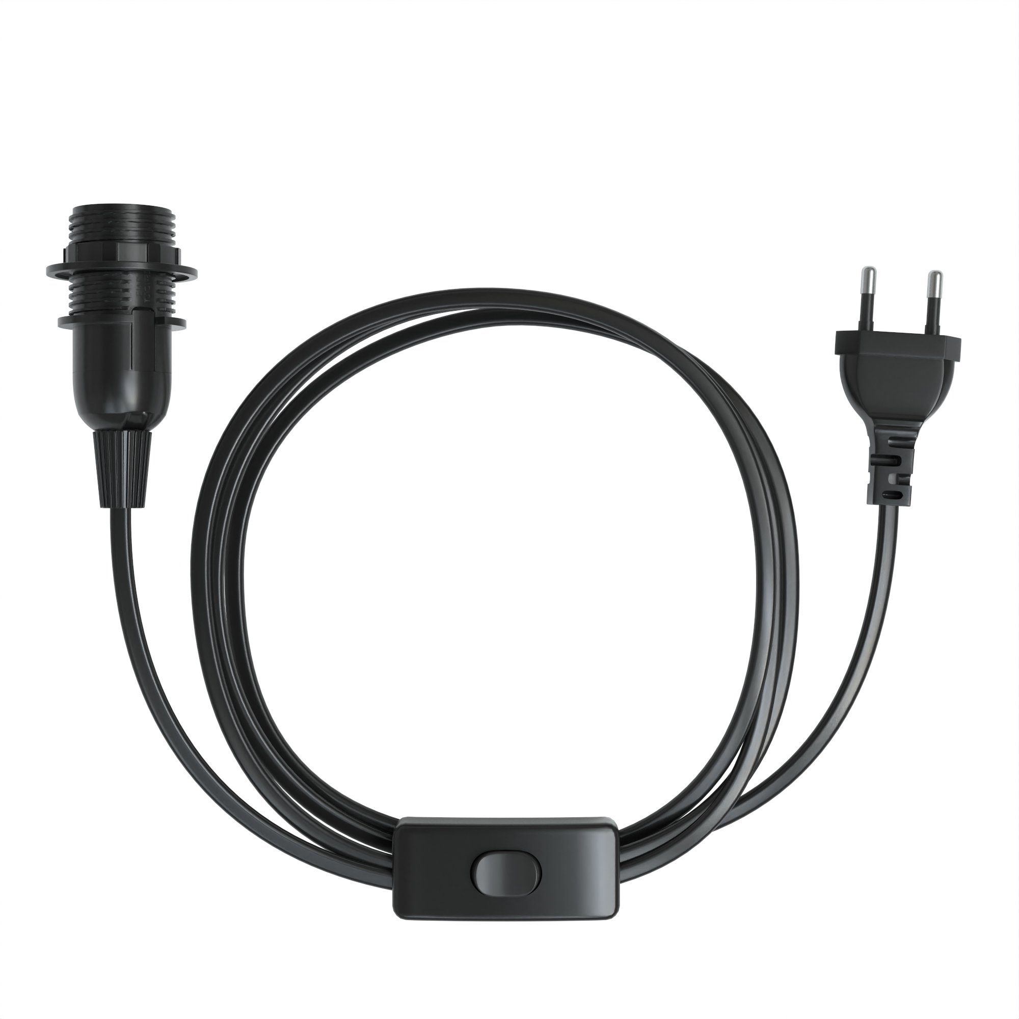 Schalter Netzstecker Fassung Kabel Schwarz Lampenaufhängung Lampen Lampensockel E14 5m, Kabel mit CASE EAZY Schalter Lampenfassung und E14