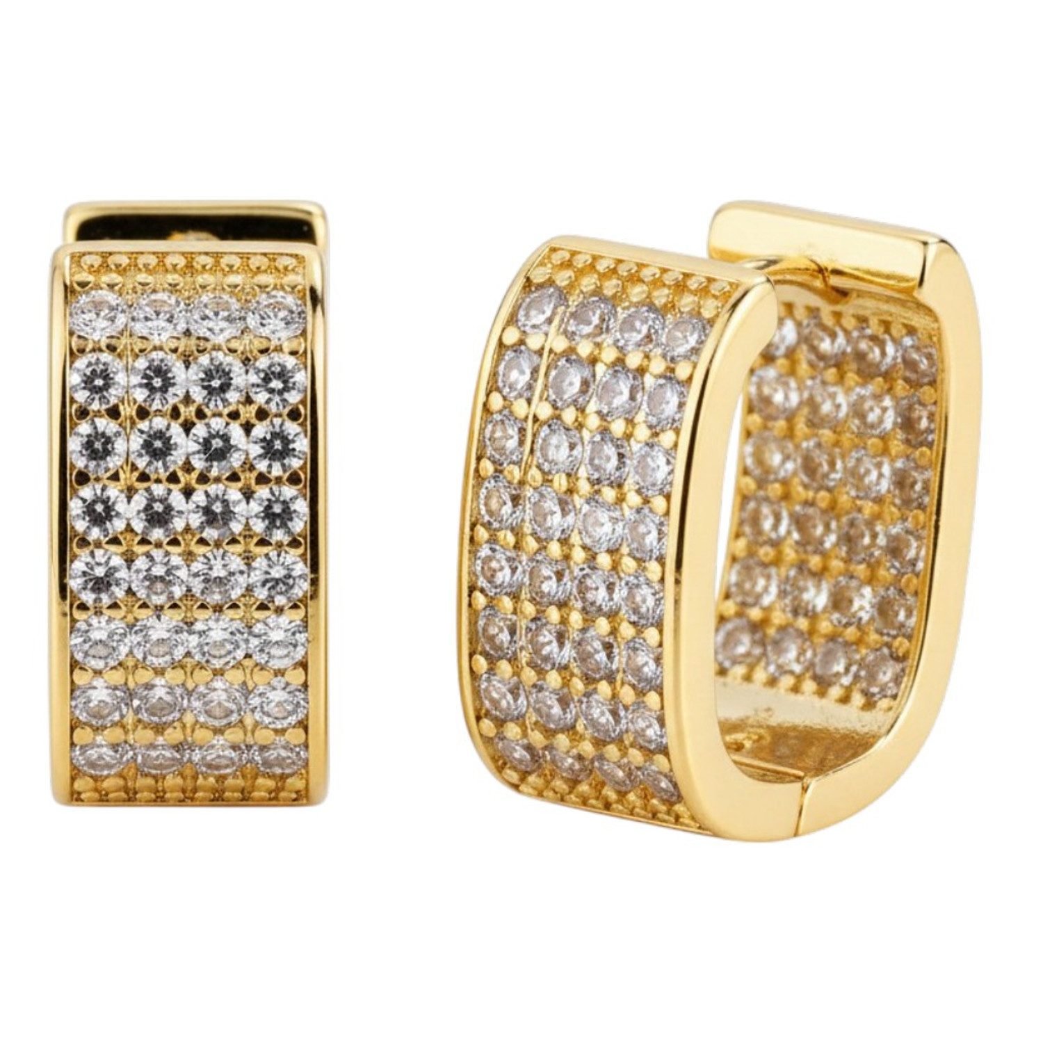 KARMA Paar Creolen Damen Kristall Silber oder Gold Ohrringe 1,3 cm (2-tlg., Geschenkidee modern elegante Damnecreolen), modern Ohrschmuck Damen Schmuckaccessoire