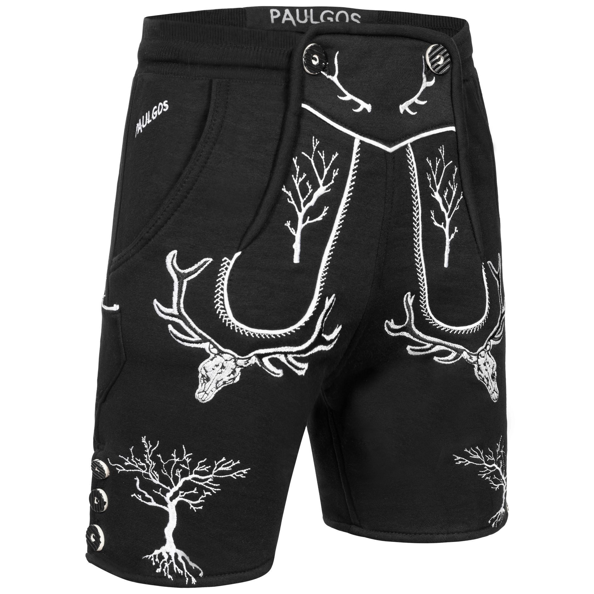 PAULGOS Trachtenhose Herren Jogginghose Design Lederhose Kurz Sweathose Bermuda Shorts JOK6