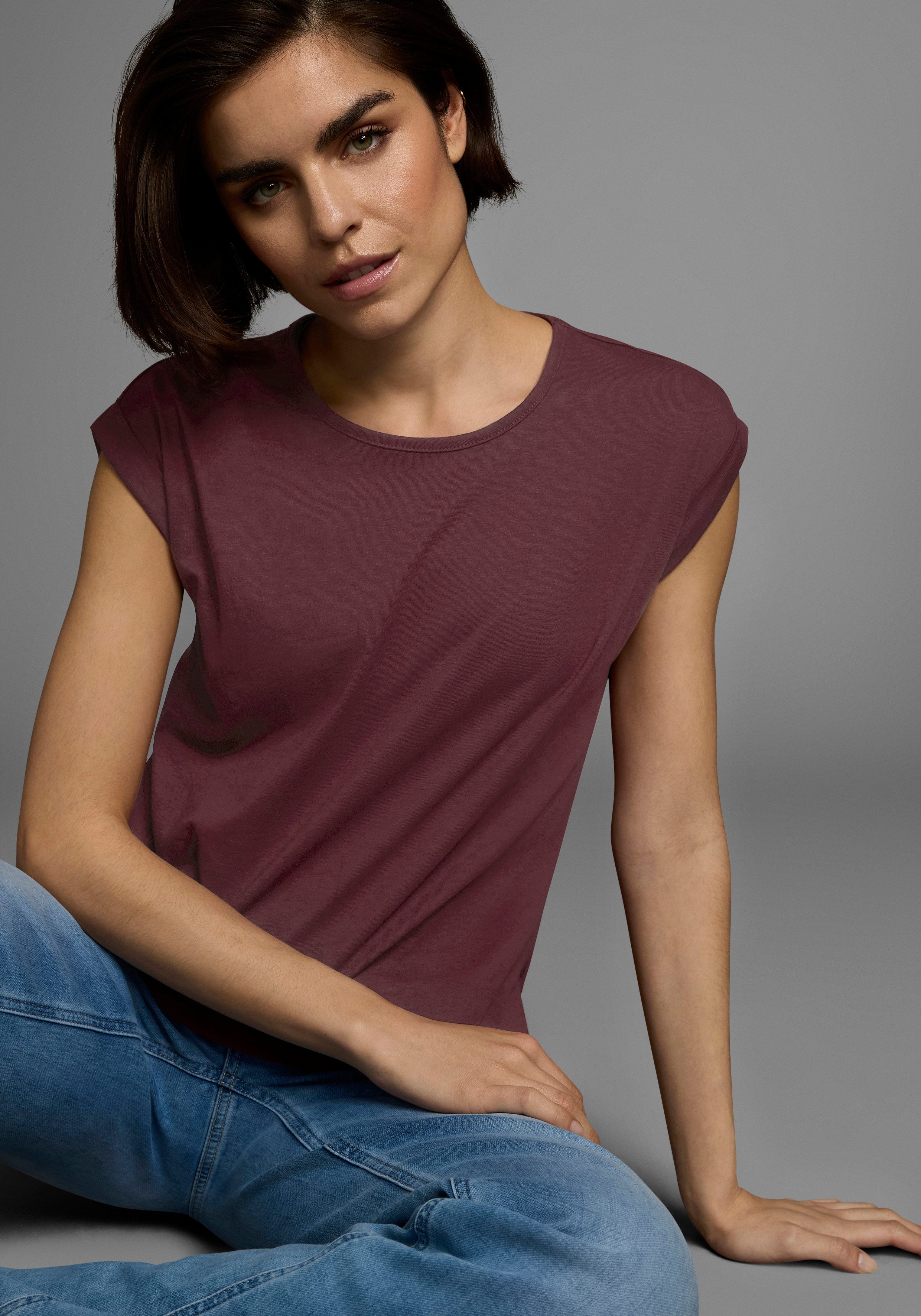 Boysen's T-Shirt Kurzarm, unifarben, Rundhals, für Freizeit und Alltag