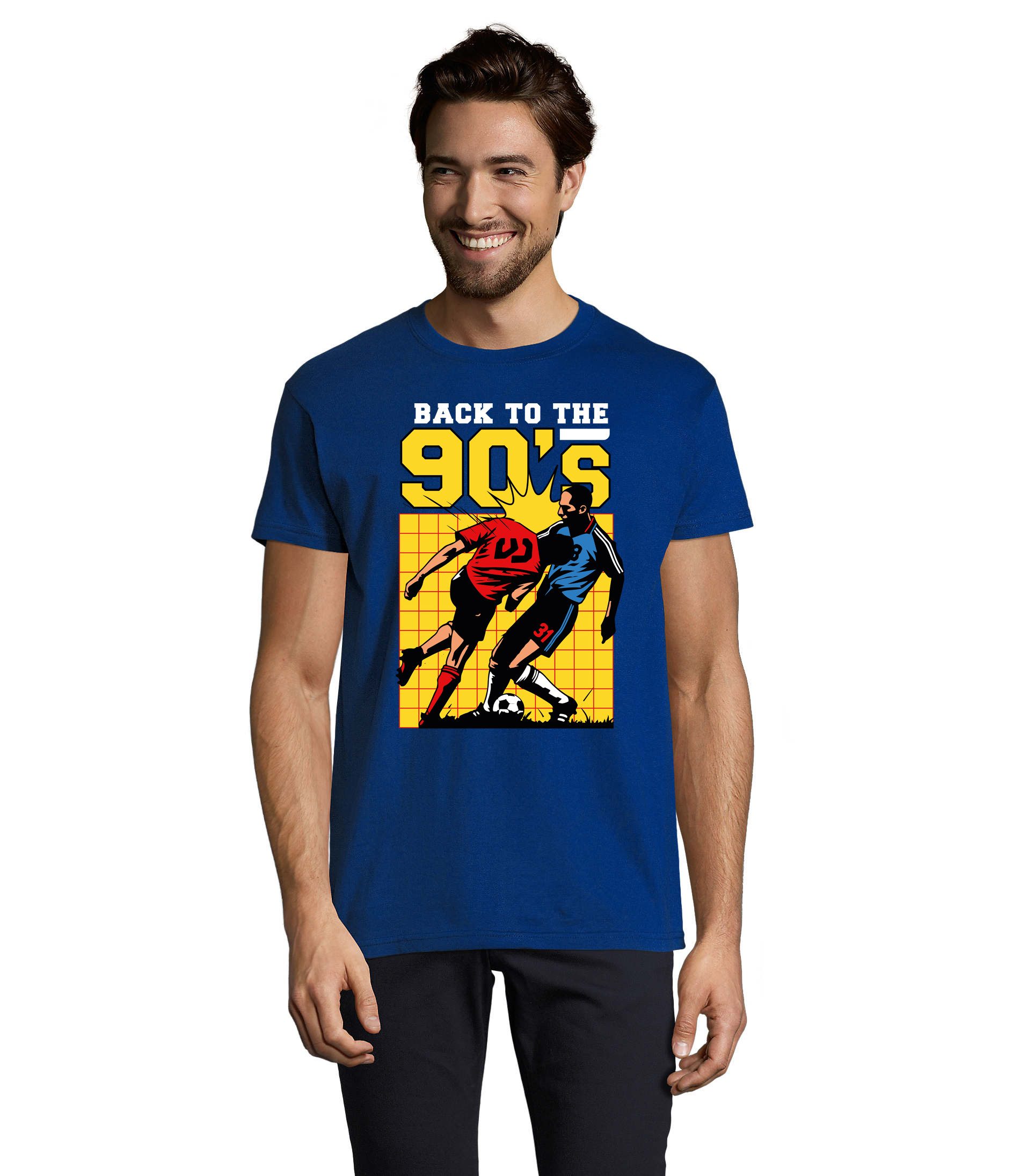 T-Shirt Back to 90s zurück in die neunziger Fußball Foul Herren Motiv T-Shirt