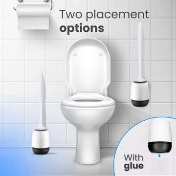 MAQETARA Products WC-Reinigungsbürste 2 x Silikon WC Bürste Set Wandmontage & Stehen Toilettenbürste, WC-Bürstenhalter inkl. WC-Bürste + Stiel