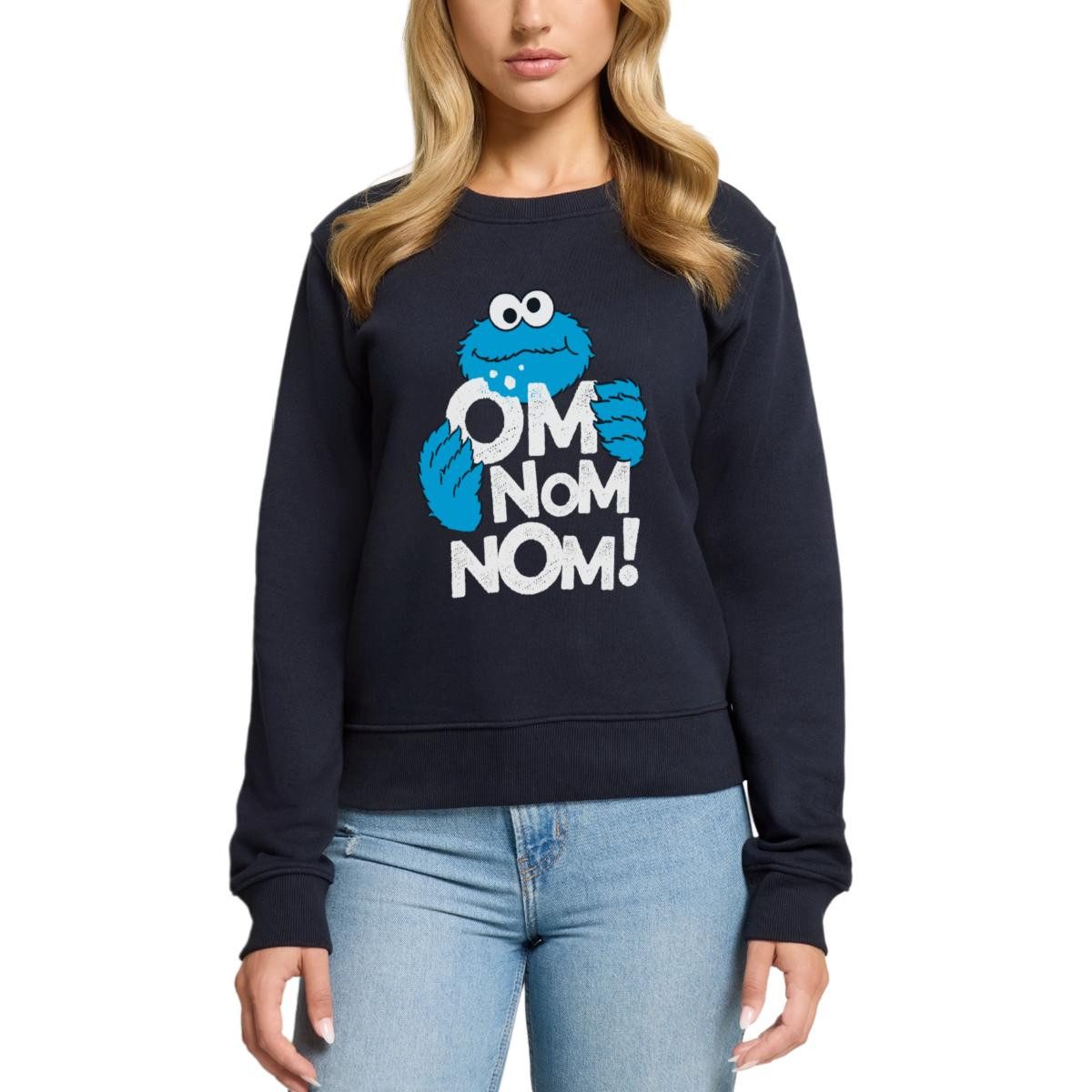 Spreadshirt Sweatshirt Sesamstraße Krümelmonster Om Nom günstig online kaufen