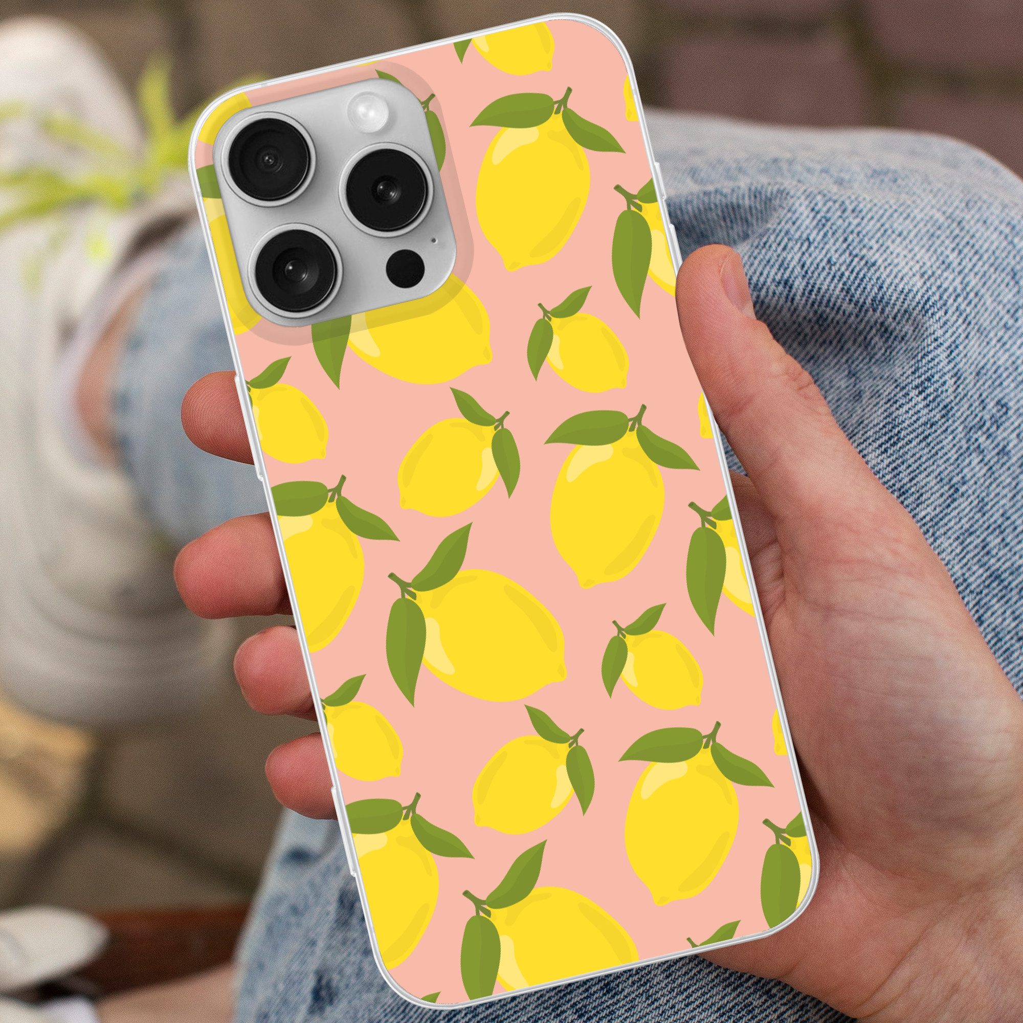 MuchoWow Handyhülle für Apple iPhone 16 Pro Max Zitronen - Gelb - Rosa - Muster - Obst, Smartphone-Bumper, Print, Handy Schutzhülle Dünn