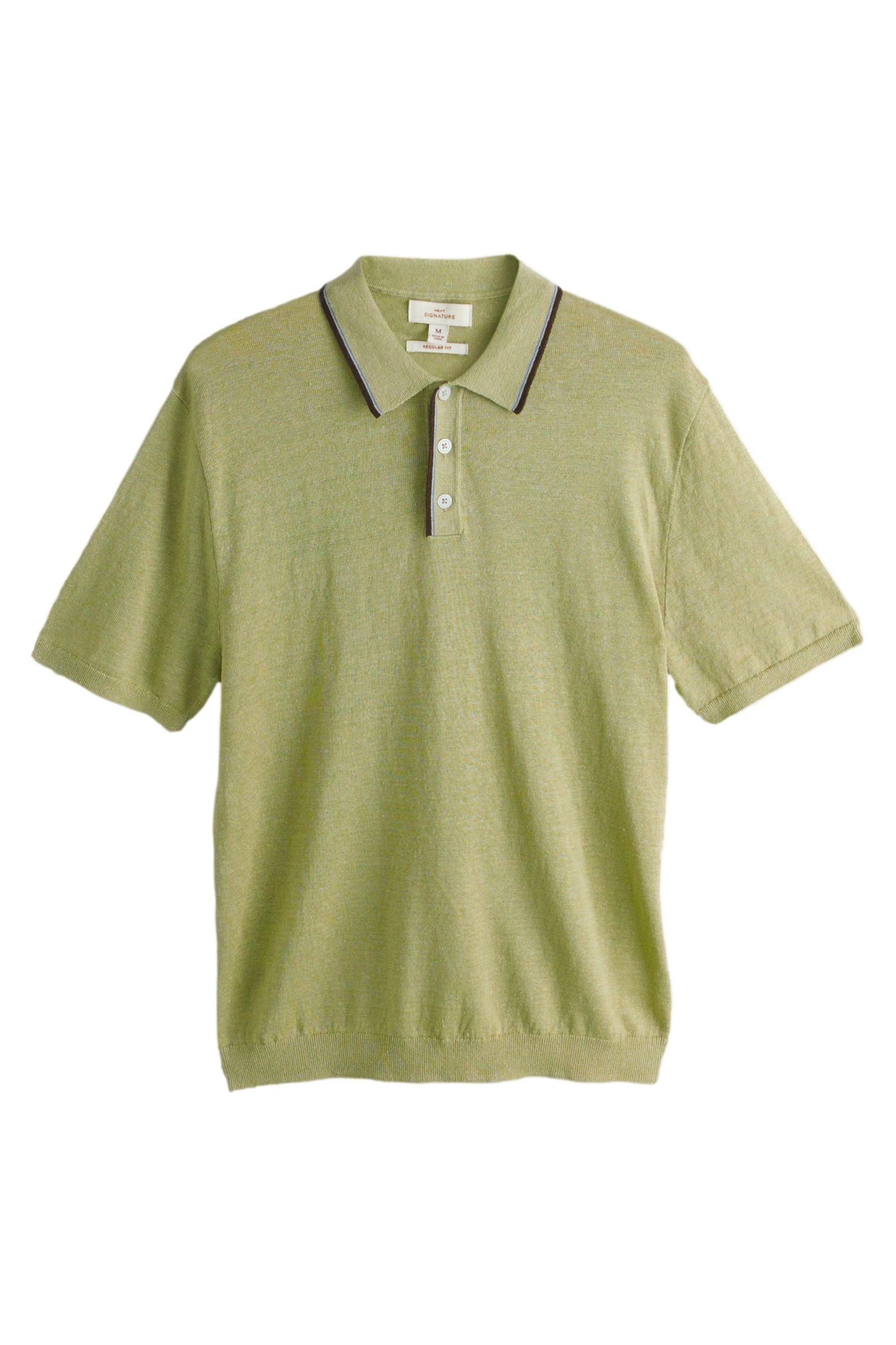 Next Polokragenpullover Signature Regular Fit Strick-Poloshirt mit Leinen (1-tlg)