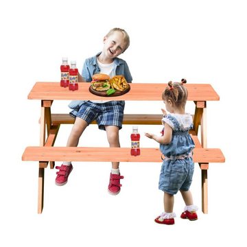 Coemo Garten-Kindersitzgruppe, (Set), 1 Tisch 2 Bänke Picknicktisch Kinder Sitzgruppe Braun